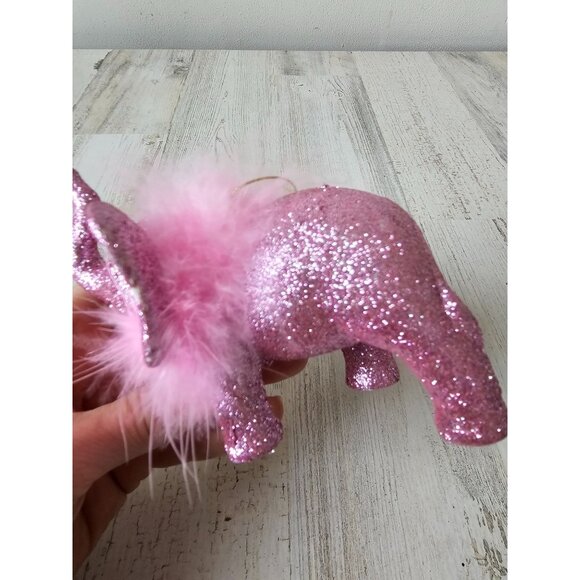 Glitter feather pink elephant ornament sparkle Xmas tree - Picture 3 of 8